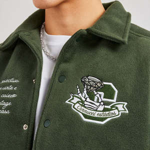 Veste universitaire à revers côtelés de style collège, boutons-pression, broderie, vestes universitaires noires en chenille, veste de baseball universitaire - Product Image 2