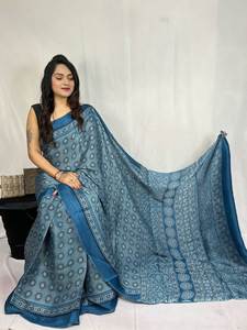 Recién llegado, puro, pesado y de buena calidad, fiesta diaria y de oficina, ropa especial para mujer, hermoso Sari elegante estampado a la venta - Product Image 2