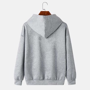 Color gris brezo liso de gran tamaño Logo diseño en blanco estilo casual pulóver 100% algodón hombres y mujeres sudaderas con capucha de manga larga básicos - Product Image 2