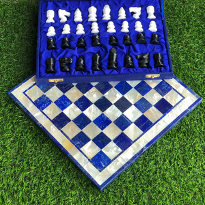 Juego de Ajedrez El Gambito de la Reina, Tablero de Ajedrez de Lapislázuli, Piezas de Ajedrez de Piedra Hechas a Mano para Regalos - Product Image 4