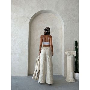 Pantalones Bordados para Mujer, Elegantes Pantalones con Detalle de Bordado Intrincado - Product Image 1