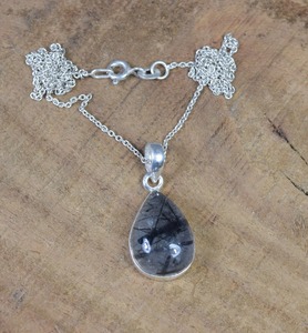 จี้ดีไซน์เนอร์รูปลูกแพร์ของขวัญสำหรับเครื่องประดับจี้แฟชั่นอัญมณีสีดำทำด้วยมือของเธอ925จี้อัญมณีเงินสเตอร์ลิง - Product Image 3