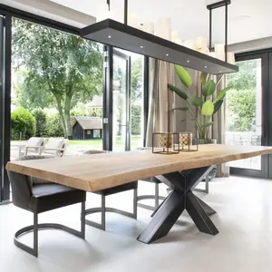 Mesa de comedor de madera sólida con acabado Natural, losas de madera para mesas de comedor y muebles de oficina