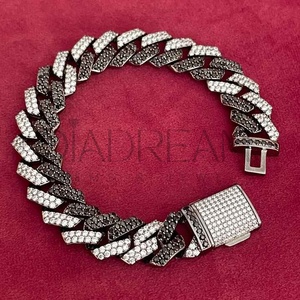 Bracelet Hip Hop Exclusif pour Homme en Argent Sterling 925, Plaqué Argent Brillant, Charme Diamant de Laboratoire, Design Unique Certifié - Product Image 1