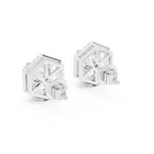 Boucles d'oreilles classiques hexagonales en moissanite taille ronde en argent sterling 925 avec sertissage clos plaqué platine, cadeau d'anniversaire pour elle - Product Image 5