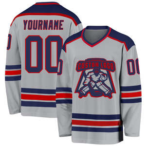 Maillot de Hockey sur glace personnalisé cousu nom et numéro maillots de crosse vierge à manches longues pratique vêtements de Hockey unisexe - Product Image 4
