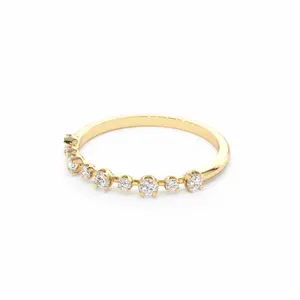 Hot Selling Extreme Kwaliteit 0.17 Ct Tw Natuurlijke Diamant Eternity Ring Bruiloft Stapelbare Band 14K Geel Goud Tegen Groothandelsprijs
