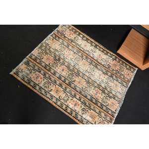 Classic Beige <b>Black</b> 3 X 3.5ft Wool <b>Rug</b> Handmade Turkish Patchwork Rectangle <b>Rugs</b> for Living Room or Bedside Latex Backing - Product Image 4