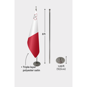 Malta Official Indoor Custom <b>Flag</b> Pennant Style with Digital Printing Aluminum <b>Pole</b> Silk Polyester Plastic Materials Options - Product Image 6