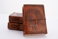 NEW ERA Carnet de poche en cuir véritable gaufré, fait main, non doublé, avec reliure cousue, motif éléphant, petit format B6, en coton recyclé, logo personnalisé