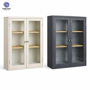 Vitrina de Madera de Acacia con Puerta de Vidrio, Mueble de Almacenamiento de Madera Maciza para Sala de Estar y Cocina Modernas - Product Image 6