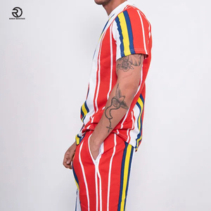 Summer Wear Ensembles jumeaux pour hommes T-shirts à manches courtes avec short Ensembles jumeaux d'été pour hommes écologiques Couleur contrastée - Product Image 5