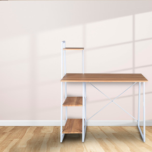 Escritorio para computadora Well Home de 100x49.5x75 cm en blanco y marrón haya con estanterías - Product Image 4