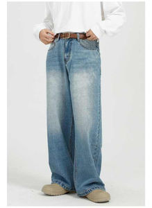 Custom Denim Pant High Waist Loose Oversized Washed Vintage <b>Wide</b> <b>Leg</b> Distressed Denim Pant <b>Men's</b> Baggy <b>Jeans</b> by Manufacturer - Product Image 5