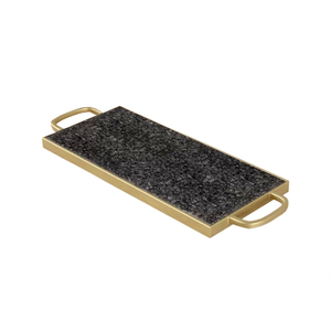 Uttar Pradesh <b>Black</b> Marble American Style Eco-Friendly Wedding Serving Decorative <b>Tray</b> Golden Handles Low Prices MOQ High - Product Image 3