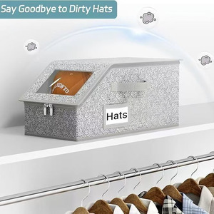 Caja de almacenamiento plegable para sombreros Hua Cheng, tamaño grande, con ventana transparente, organizador a prueba de polvo para dormitorio, sala de estar, oficina en casa - Product Image 2