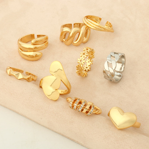 NYH卸売　パーソナライズされたヒップホップ　金メッキメタル　モナコリング　カップル向け - Product Image 4