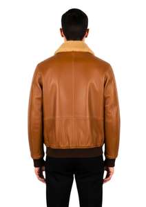 Genuine Leather <b>Aviator</b> Bomber <b>Jacket</b> <b>for</b> <b>Men</b> with Faux Shearling Collar Classic Pilot Style Leather <b>Jacket</b> - Product Image 5
