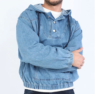 Veste en jean Attack Titan OEM Factory, style Eren Jaeger, à capuche, demi-zip, en denim délavé, pour homme, hiver, cosplay, sweat-shirt de camionneur