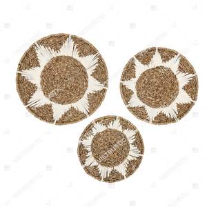 Plaque murale vietnamienne artisanale en jacinthe d'eau et paille de coton, style Art Déco, pour décoration de salon et anniversaire - Product Image 5