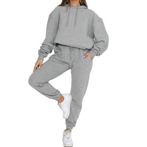 Ensemble de survêtement d'hiver personnalisé pour femmes, deux pièces, en molleton, jogging, vêtements de détente, ensemble de sport surdimensionné - Product Image 4