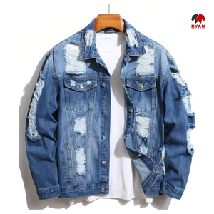 แจ็คเก็ตยีนส์คุณภาพสูง ผลิตภัณฑ์ชั้นนำ แบบสั่งทำพิเศษ ซักทำความสะอาดได้ ทนต่อความเสียหายจากน้ำ แจ็คเก็ตยีนส์สำหรับผู้ชาย รุ่นสปริง - Product Image 1