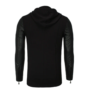 2024 nouveaux vêtements de plein air hommes manches en cuir à capuche Styles respirant hommes fermeture éclair usine directe haute qualité à capuche - Product Image 6