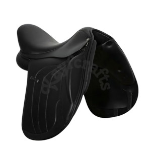 Selle de Dressage anglaise fabriquée à la main en cuir véritable noir siège profond épais genou rouleaux point raffiné détaillant Mono rabat pour - Product Image 4