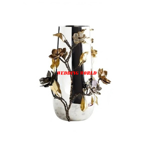 Vase à fleurs en aluminium plaqué or, porte-fleurs de table décoratif pour la maison, taille personnalisée, pot de fleurs en métal de créateur - Product Image 6