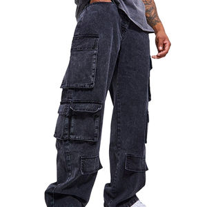 Pantalones altos y pesados regulares personalizados unisex, pantalones de chándal de pierna ancha, de algodón, lavado ácido, desteñido al sol, pintado, rectos, acampanados - Product Image 2