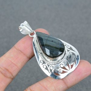 Onyx Pierre Pendentif 925 Argent Plaqué Laiton Vintage Design Charme Femmes Fille Anniversaire Fête Porter Pendentif En Gros prix de gros - Product Image 1