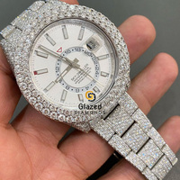 Montre exclusive pour homme, mécanique, sertie de moissanite et de diamants, cadran en verre analogique, acier inoxydable, charme hip-hop, édition limitée