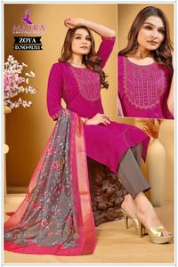 ชุดเสื้อผ้าผ้าไหมโรมัน งานปักลายแบบแท็บลา ผ้าแจ็คการ์ด ผ้าบุตติ ผ้าออร์แกนซ่า ผ้าคลุมไหล่ สำหรับส่งออก ชุดเสื้อและกางเกง สไตล์อินเดีย ปากีสถาน สำหรับงานแต่งงานแบบสบายๆ - Product Image 4