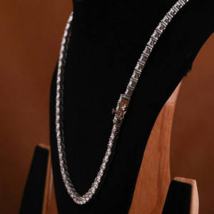 Collar de lujo de tenis personalizado 925 plata esterlina Moissanite corte redondo diamante moda Iced Out Cadena de tenis para ella - Product Image 5