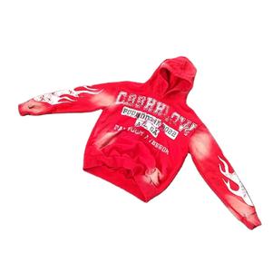 Fabricante recortado pantalla impresa pulóver liso sin cuerdas bolsillo personalizado peso pesado 500gsm Vintage ácido lavado con capucha para hombres - Product Image 4