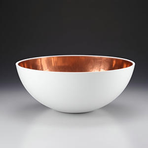 Elegante cuenco de hierro blanco de 12 pulgadas, placa decorativa de cobre brillante con acento minimalista ecológico para el hogar, MOQ 100 Uds. - Product Image 3