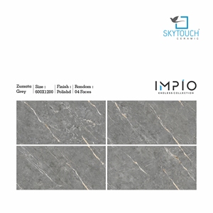 Azulejos de porcelana pulida de 600x600mm y 600x1200mm de la India Varios diseños en función de ladrillo refractario de color gris - Product Image 2