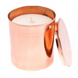 Hecho de tarro de vela Chapado en cobre de Metal con tapa Portavelas decorativo para el hogar Decoración de mesa Portavelas en precio competitivo - Product Image 1