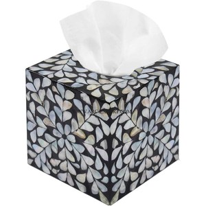 Nouvel arrivage de vaisselle de table Boîte distributrice de mouchoirs en papier décorative pour la maison et le salon Incrustation d'os blanc et noir Stockage de mouchoirs en papier - Product Image 5