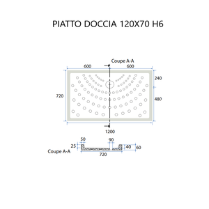 Plato de Ducha Rectangular Antideslizante de Cerámica Matera 70x120 H6, Producto para Baño y Aseo - Product Image 4