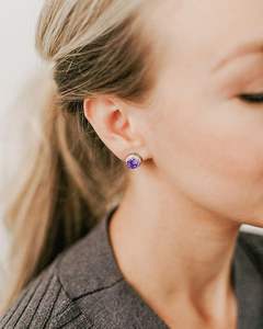 ต่างหูพลอยและลูกบาศก์เซอร์โคเนียอันน่าทึ่งต่างหูพลอยเทียมทรงกลมขนาดใหญ่8มม. - Product Image 3