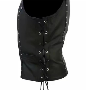 Chaleco de Cuero Genuino para Mujer, Talla Grande, Sin Mangas, Nuevo, Estilo Motero, Cortavientos, Tejido, Informal, Ligero, Transpirable, Cuello en V - Product Image 5