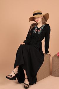 Robe maxi en tissu brodé floral pour femmes Aerobin, style doux, taille naturelle, respirante, disponible en gros, série de paquets - Product Image 4