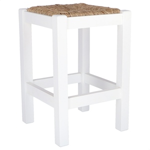 WELL HOME Panca in Legno Rustico Finitura Bianca 32.5x32.5x48.5 cm Sgabello Basso o Pouf - Product Image 5