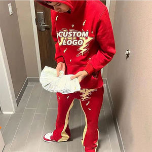 Conjuntos de pantalones de chándal pesados, chándal y sudaderas acampanadas con logotipo personalizado, chándales de invierno para hombre - Product Image 3