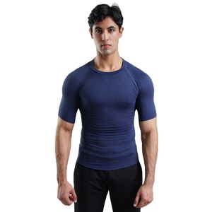 Performance Compression T Shirt <b>Men</b> Polyester Spandex Slim Fit <b>Stretch</b> Gym Training Quick Dry Breathable Athletic Wear Front OEM - Product Image 1