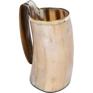 Tazas de cerveza de cuerno para beber vikingo natural Taza de cuerno para beber vikingo de calidad premium Taza de cuerno vikingo para ocasión navideña - Product Image 1