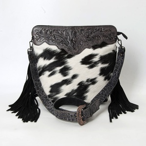 Bolso de Hombro de Cuero Vacuno Estilo Vaquero Occidental con Flecos para Mujer - Product Image 6