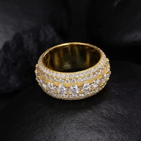 Bijoux Hip Hop personnalisés glacés solide 9K 10K 14K or IGI certifié VS VVS Lab Grown Diamond 5 Rows Eternity Band Ring pour hommes