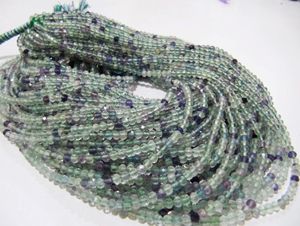 Cuentas multicolores de fluorita natural, cuentas facetadas de 3mm con forma de rondelle de fluorita, cuentas verdes, cuentas moradas - Product Image 3